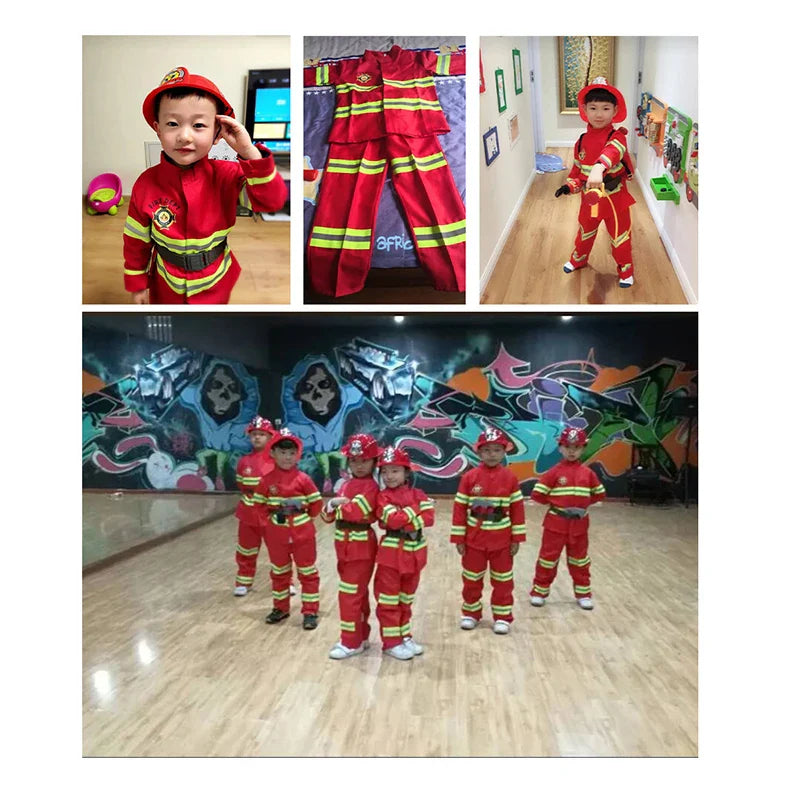 Kids Firefighter Costume – Halloween Sam Fireman Uniform Role Play Outfit for Boys Party & Cosplay Gift