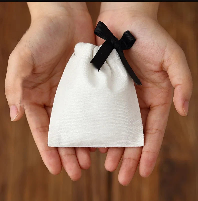 Small White Cotton Gift Bags – Custom Muslin Drawstring Pouches 5x7cm 8x10cm 9x12cm for Party, Candy, Jewelry Favor
