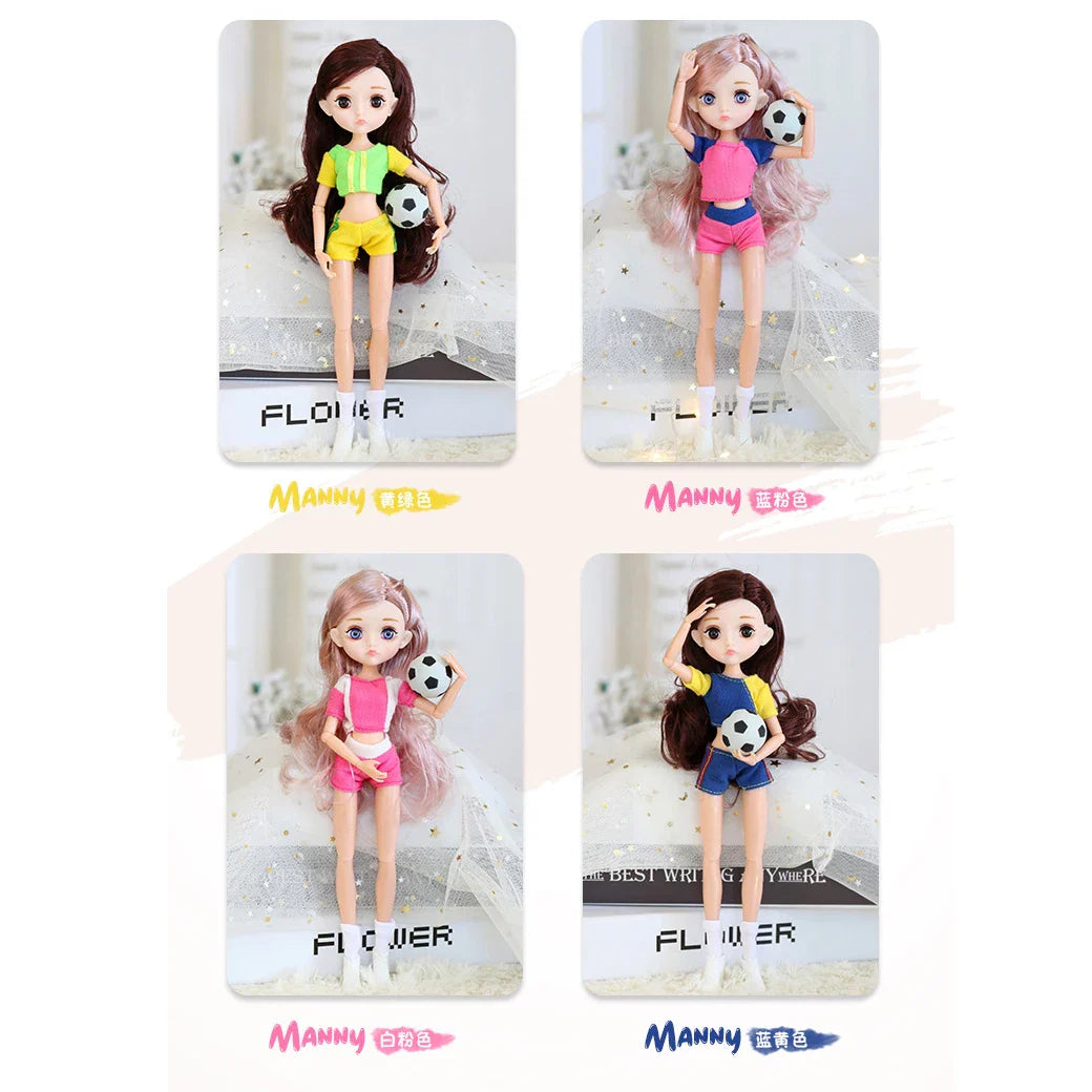 Slim 26cm BJD Doll for Girls – 13 Movable Joints with Princess Outfit, Blue Eyes & Eyelash Accessories