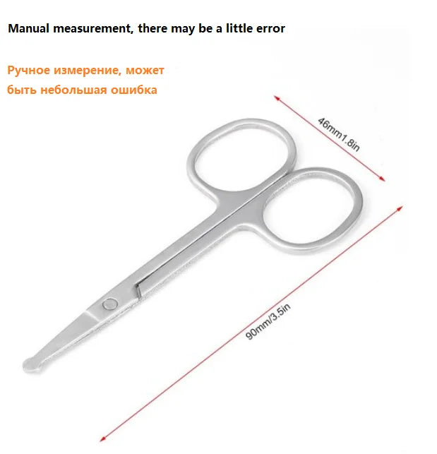 Mini Stainless Steel Round-Head Nose Hair Scissors — Portable Ergonomic Nose Trimmer & Cutter