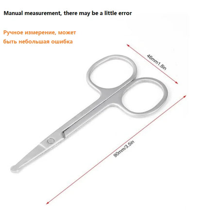 Mini Stainless Steel Round-Head Nose Hair Scissors — Portable Ergonomic Nose Trimmer & Cutter