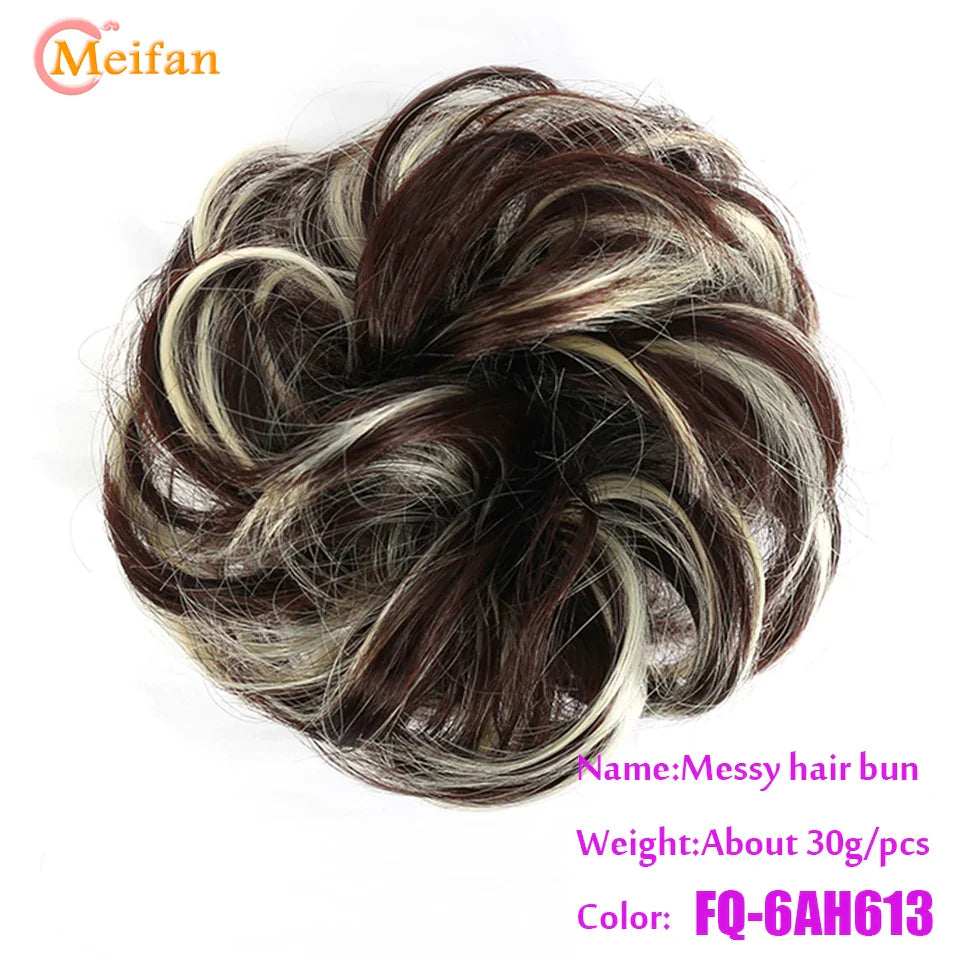 MEIFAN Synthetic Chignon Hair Bun – Elastic Rubber Band Clip-In Updo Ponytail Hair Extension for Women
