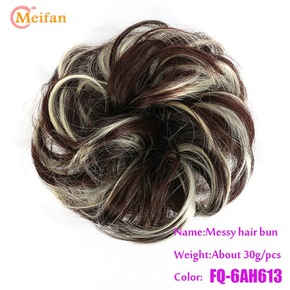MEIFAN Synthetic Chignon Hair Bun – Elastic Rubber Band Clip-In Updo Ponytail Hair Extension for Women