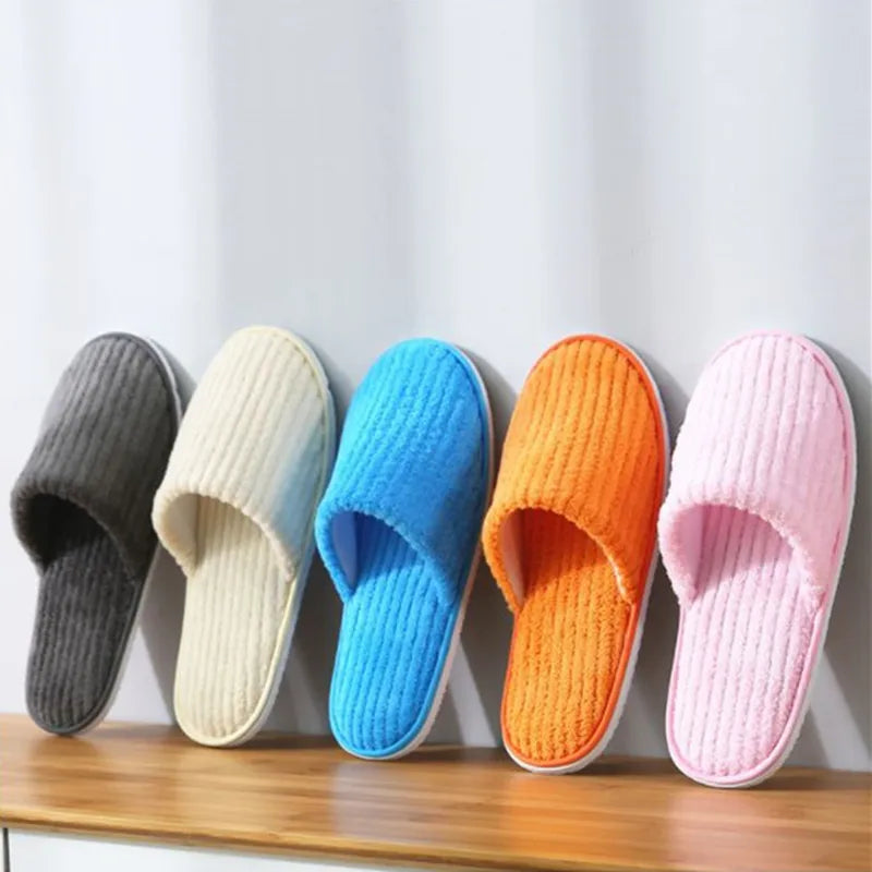 5 Pairs Mix Color Disposable Hotel Slippers – Cotton Non-Slip Slides for Men & Women Home, Travel, SPA & Hospitality Use