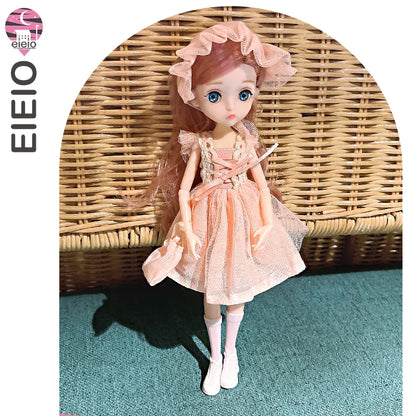 Slim 26cm BJD Doll for Girls – 13 Movable Joints with Princess Outfit, Blue Eyes & Eyelash Accessories