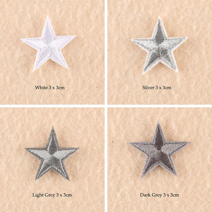 Stars Embroidered Iron-On Patches – Gold, Silver & Colorful Appliqué Stickers for Clothing, Jackets, Bags & DIY Craft Decoration