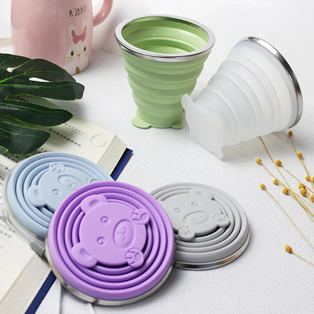Collapsible Telescopic Silicone Water Bottle - Folding Cup for Outdoor Travel, Children, Teacups, and More