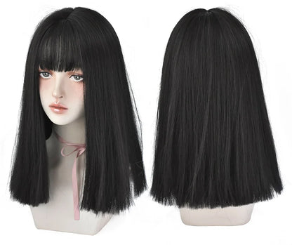7JHHWIGS Long Straight Light Brown Synthetic Wig with Bangs – Heat-Resistant Daily Wear Wig for Women