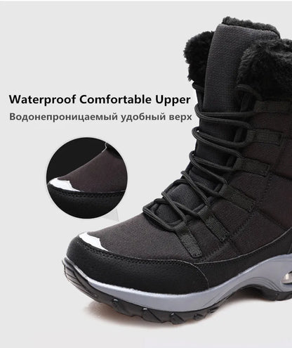 Women’s Waterproof Winter Snow Boots – Warm Plush Fur, Non-Slip Outdoor Platform Ankle Boots
