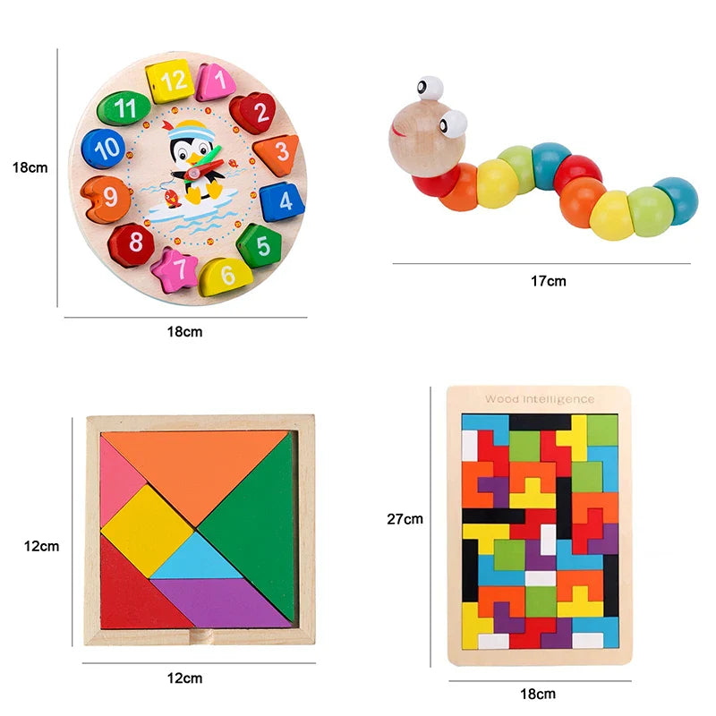 Hot Kids Montessori Wooden Toys – Macaron Blocks, Music Rattles, Colorful Educational Learning Blocks for Babies