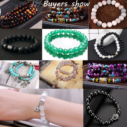 Natural Round Mixed Gemstone Beads — Tiger Eye, Amazonite, Lava, Turquoise, Agate, Jasper & Garnet Spacer Beads for DIY Bracelet