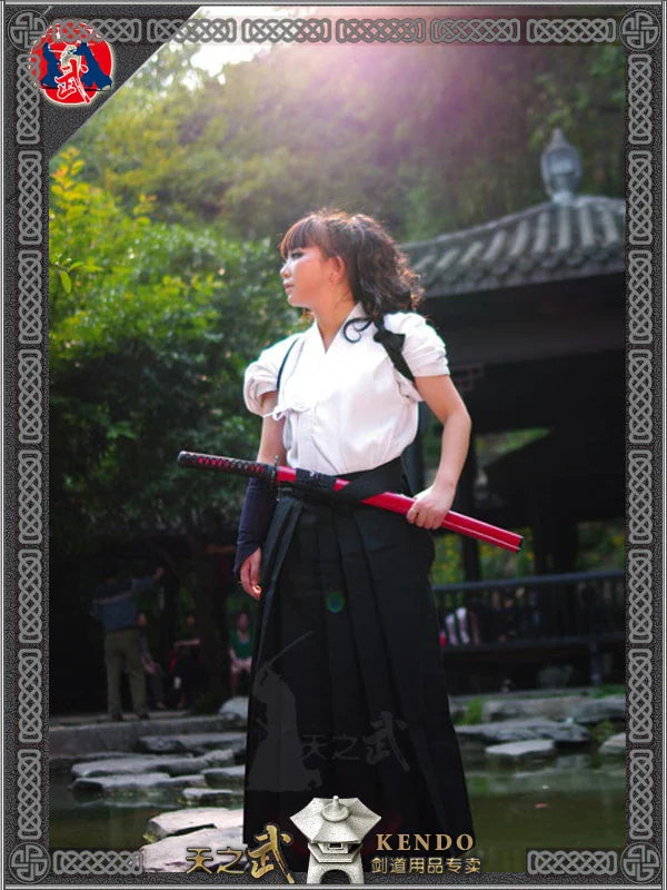 Aikido Gi Uniform & Cotton Hapkido Pants – Black Kendo Hakama Samurai Keikogi for Men, Women & Kids