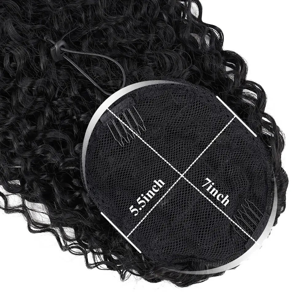 Long 32-Inch Curly Ponytail Extensions - Synthetic Drawstring Afro Water Wave Ponytail Wig for Women, Hairpiece Clip-in False Pony Tail