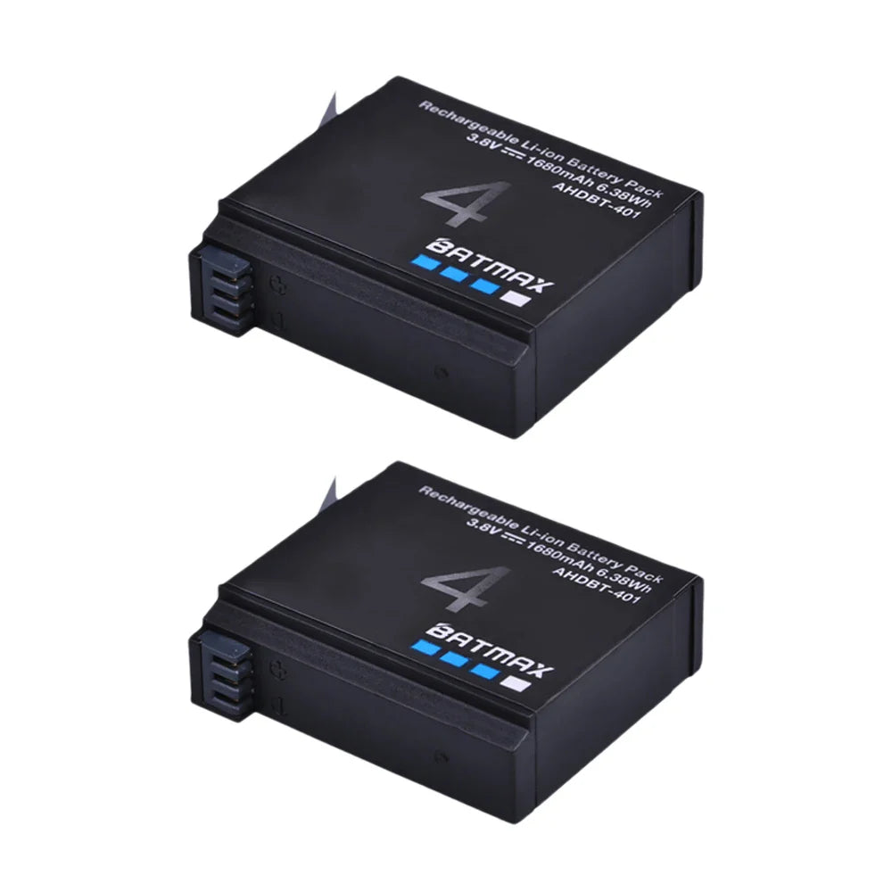 Batmax 1680mAh GoPro HERO4 Replacement Battery with 3-Slot LED USB Charger for AHDBT-401 Action Camera Accessories