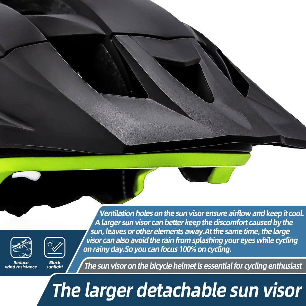 VICTGOAL LED Bike Helmet – Rechargeable Men’s Cycling Helmet with Sun Goggle Visor & Sunglasses Shield for Road & MTB Cycling