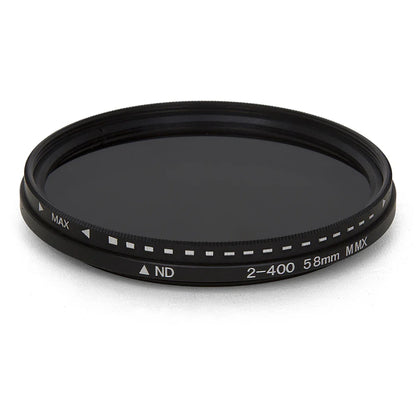 Adjustable ND Filter ND2–ND400 — Variable Neutral Density Fader for Camera Lens (37–82mm)