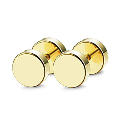 2-Piece Punk Stainless Steel Dumbbell Stud Earrings — Gothic Hip Hop Rock Style, Hypoallergenic Unisex Earrings for Men & Women