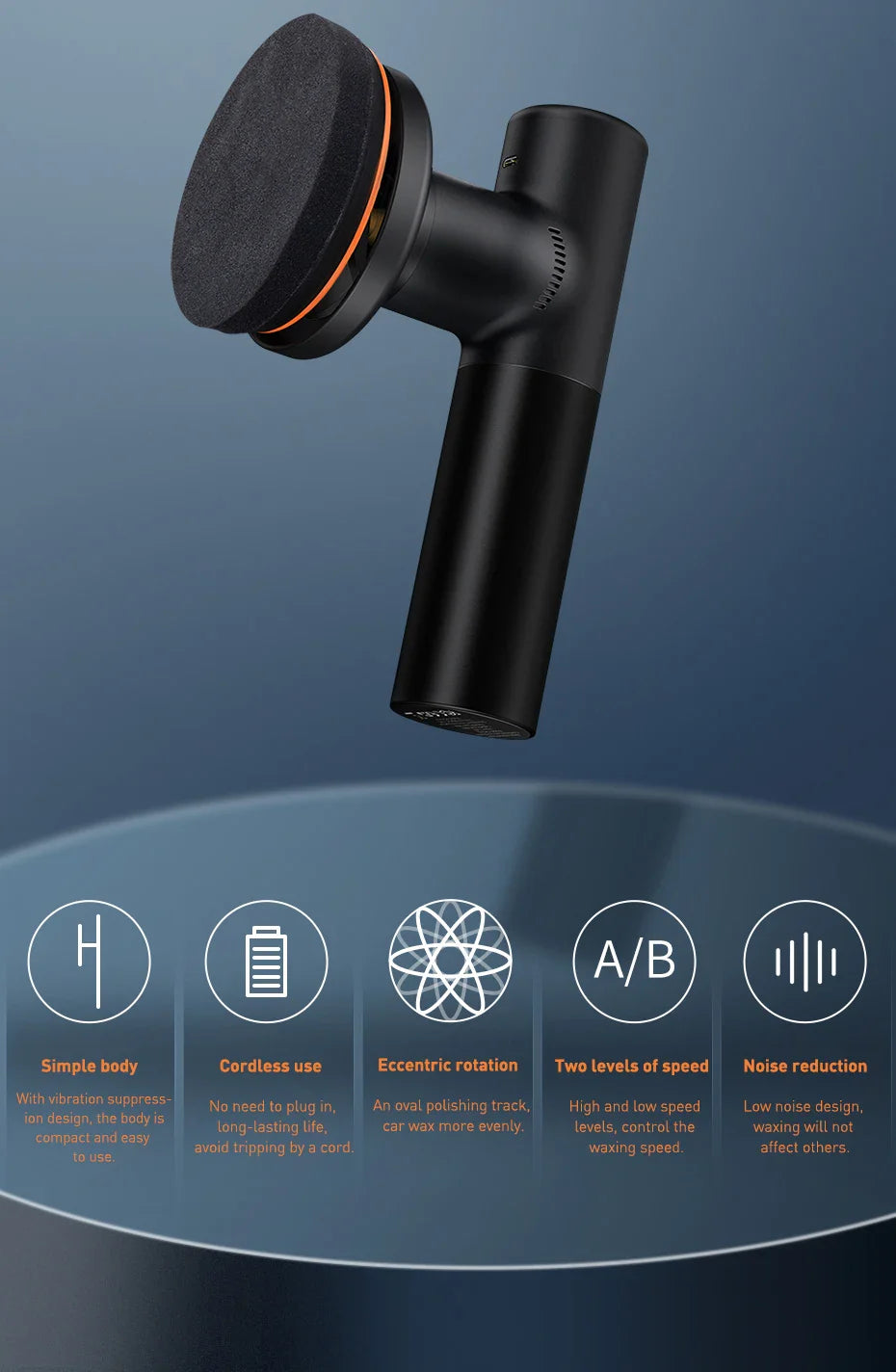 Baseus Wireless Car Polisher — Cordless Electric Waxing & Polishing Machine with Adjustable Speed for Auto Detailing