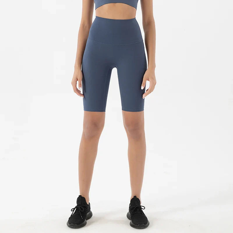 SOISOU Women’s High Waist Nylon Sports Shorts – Breathable No-Show Seamless Yoga, Gym & Cycling Fitness Shorts (24 Colors)