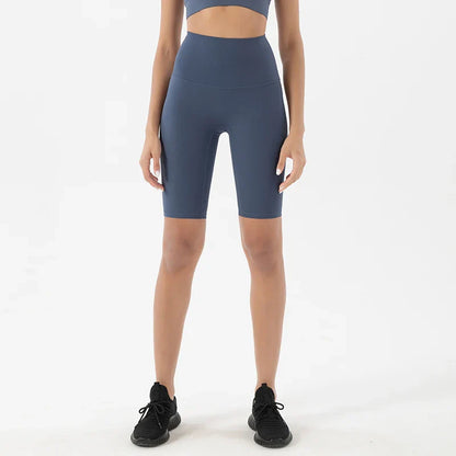 SOISOU Women’s High Waist Nylon Sports Shorts – Breathable No-Show Seamless Yoga, Gym & Cycling Fitness Shorts (24 Colors)