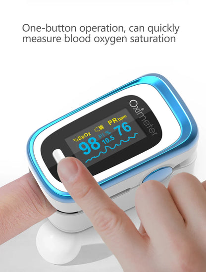 KIUZOU Finger Pulse Oximeter – SPO2, PR, PI, RR Blood Oxygen Saturation and Heart Rate Monitor with OLED Display