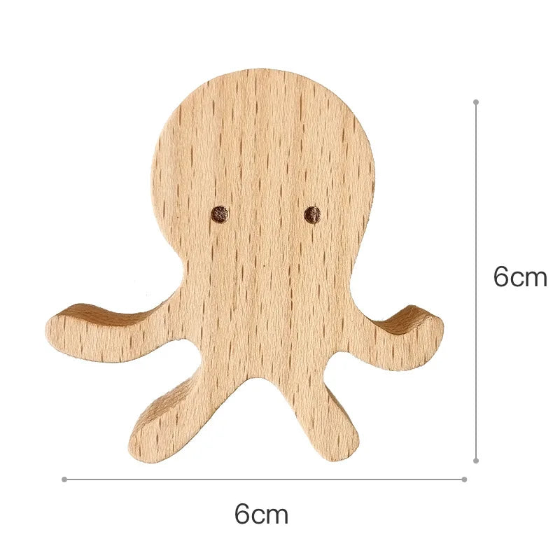 Wooden Drawer & Wall Hooks — Animal Keychain, Coat & Wardrobe Hanger, Cute Home & Kitchen Decor Accessory
