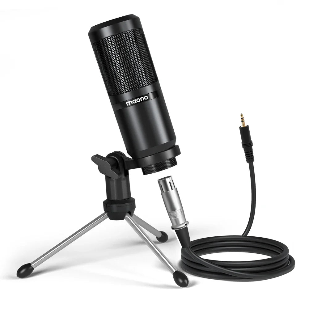 Maono PM360TR Condenser Podcast Microphone – 3.5mm Mic for Computer, Laptop, Phone, Sound Card, YouTube, Gaming & Recording