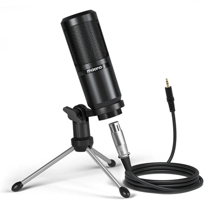 Maono PM360TR Condenser Podcast Microphone – 3.5mm Mic for Computer, Laptop, Phone, Sound Card, YouTube, Gaming & Recording