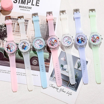 Disney Frozen Princess Kids Watch - Girls' Luminous LED Colorful Wristwatch for Students & Ladies