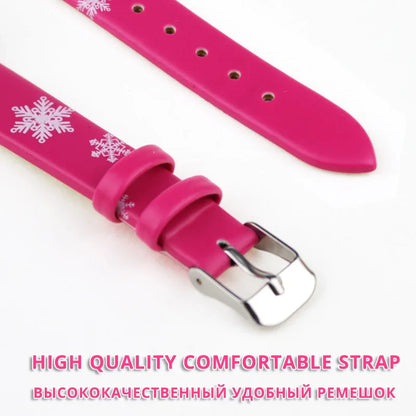 New Princess Elsa Girls Watch – Cute Frozen Cartoon Wristwatch with Leather Strap, Kids Gift Clock