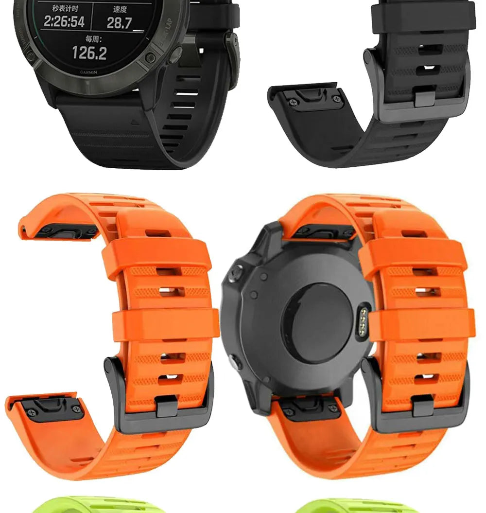 Silicone Quick-Release Watch Bands for Garmin Fenix 3/5/6/7 – 20/22/26mm EasyFit Wrist Strap