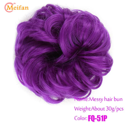 MEIFAN Synthetic Chignon Hair Bun – Elastic Rubber Band Clip-In Updo Ponytail Hair Extension for Women