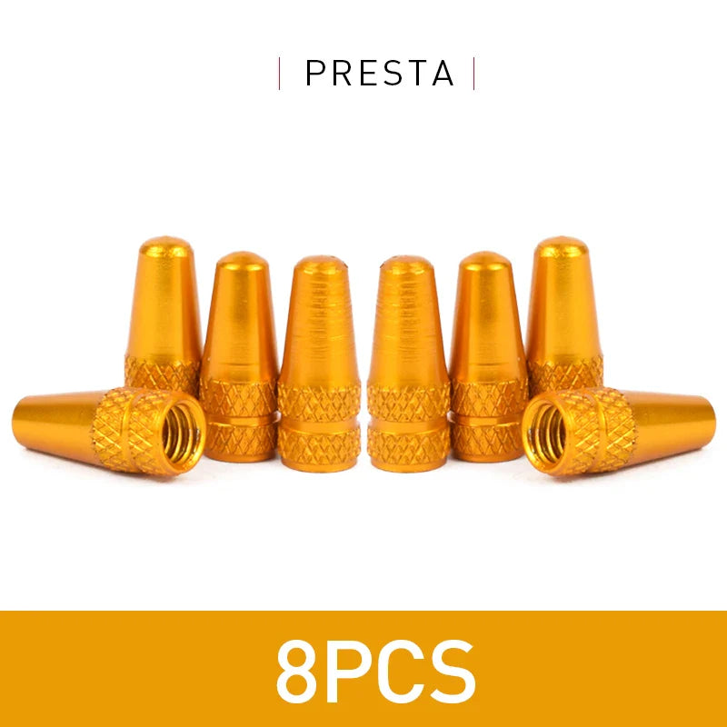 4/8PCS Aluminum Alloy Bicycle Tire Valve Caps – Dustproof Presta Valve Protectors for MTB & Road Bikes