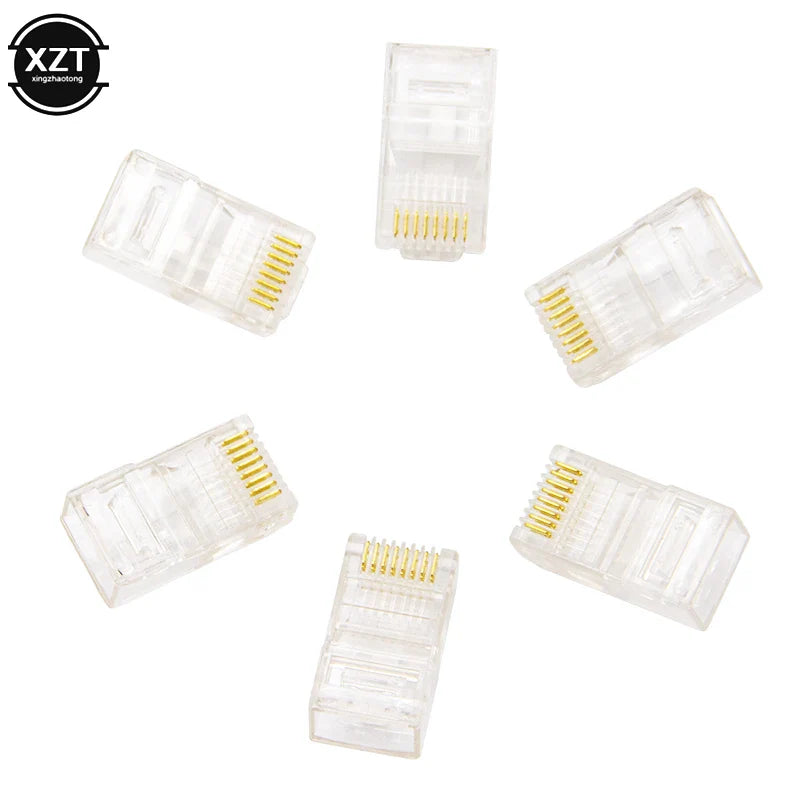 50/100 PCS RJ45 Modular Plugs — 8P8C Cat5 LAN Network Connectors | Professional High-Quality Ethernet Plugs