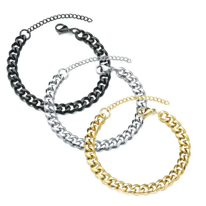 Trendy Cuban Chain Bracelet for Men | Classic Stainless Steel | Available in 3mm, 5mm, 7mm Width | Jewelry Gift for Men & Women