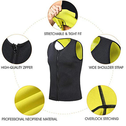 Men’s Body Shaper Waist Trainer – Sauna Sweat Vest Slimming Tank Top for Weight Loss & Fat Burning Workout Shapewear