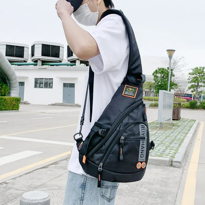 Men's Military Crossbody Shoulder Bag - Waterproof Nylon Messenger Bag for Travel, School Trips in Black/Green