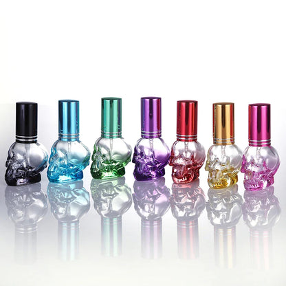8ml Skull-Shaped Glass Perfume Bottle – Refillable Mini Travel Spray for Personal Fragrance