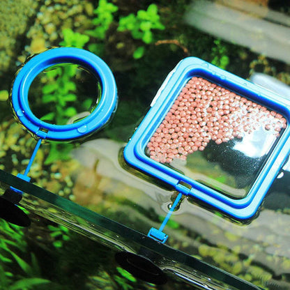 Aquarium Feeding Ring: New Floating Food Tray Station for Fish Tank, Square Circle Accessory with Water Plant Buoyancy Suction