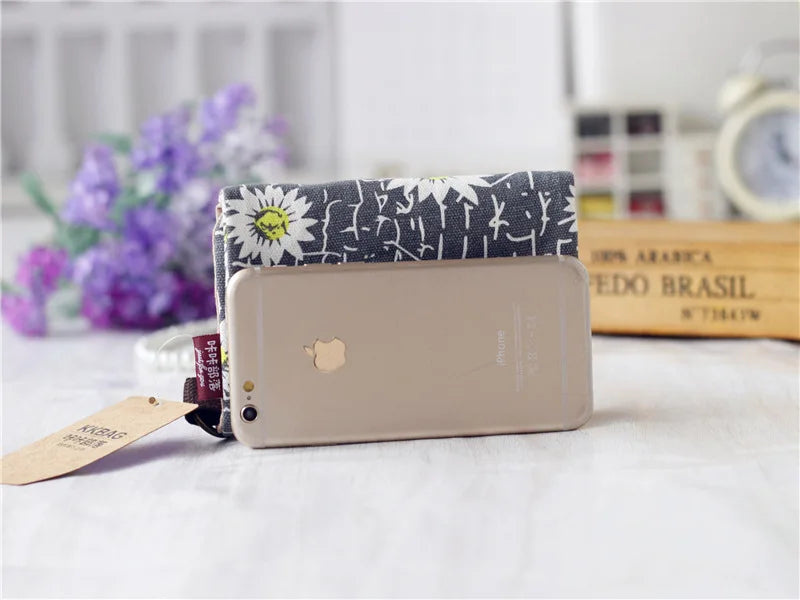 Handmade Three-Fold Fabric Wallet — Short Zipper Purse for Women & Men, Multi-Function Card & Key Holder for Teens
