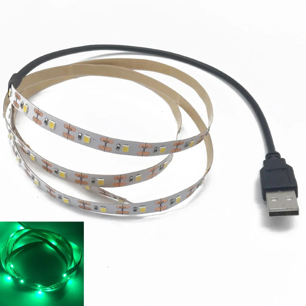 5M USB LED Strip Light – Waterproof 3528 SMD Ribbon in Warm/Cool White, Pink, Green, Blue, Red for Ceiling & Cabinet