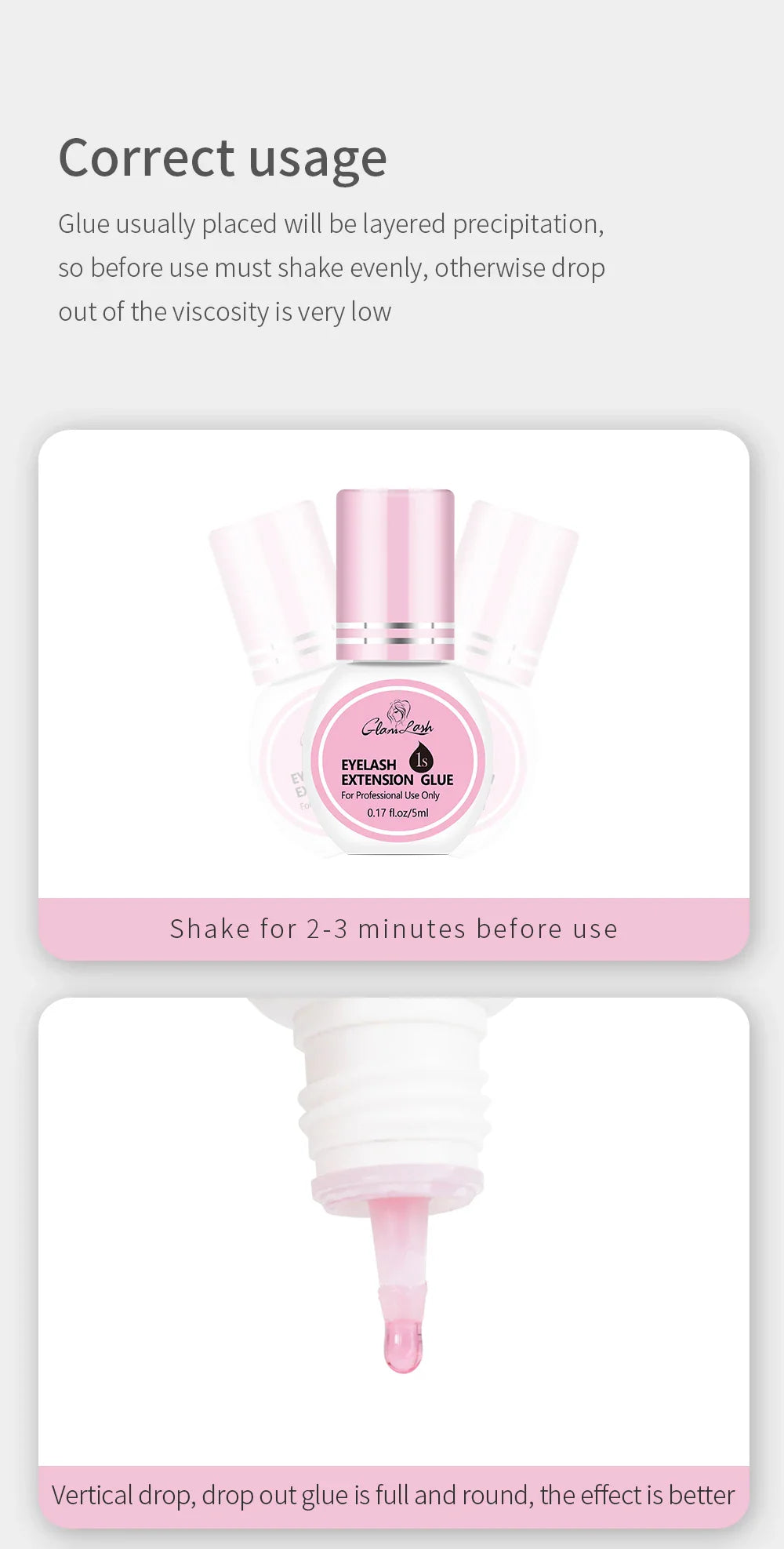 GLAMLASH Eyelash Extension Glue — Black Adhesive Kit for Individual False Lashes, 0.3–2 Sec Dry Time, Professional Use