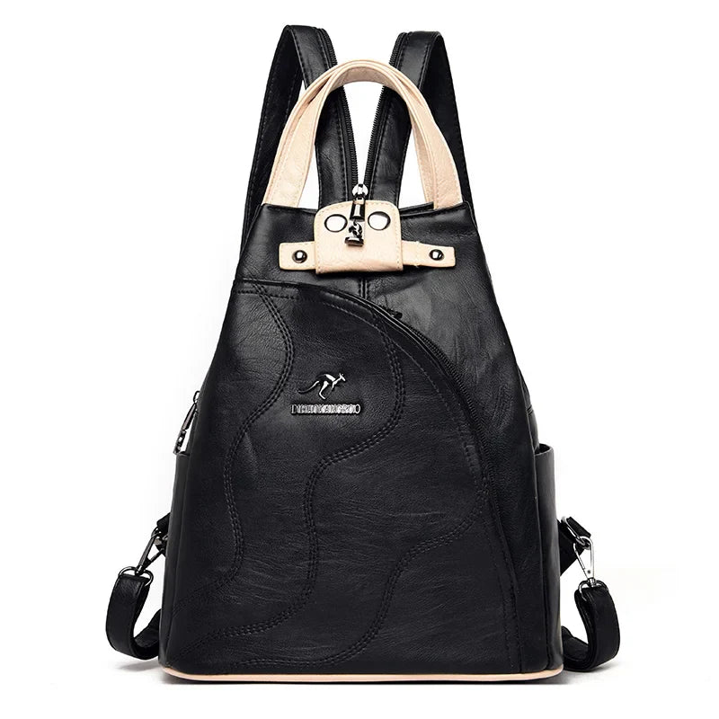 Women's Leather Zipper Backpack - Chest Bag Travel Pack, Ladies' School Bagpack for Teenage Girls, Sac A Dos