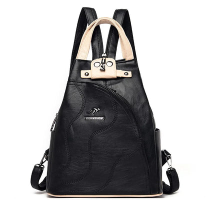 Women's Leather Zipper Backpack - Chest Bag Travel Pack, Ladies' School Bagpack for Teenage Girls, Sac A Dos