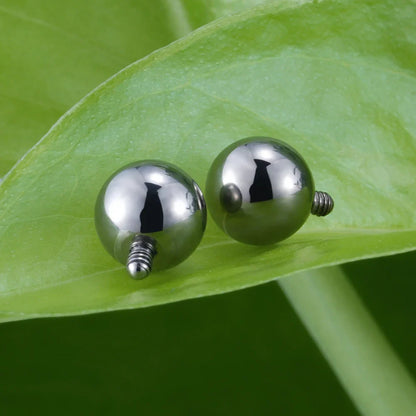 5Pcs Right Grand ASTM F136 Implant Grade Titanium 14G Mirror Polish Internally Threaded 5mm Ball Top Piercing Jewelry Set