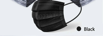 10-500PCS Adult Disposable Masks – Individual Black 3-Layer Anti-Dust Face Masks