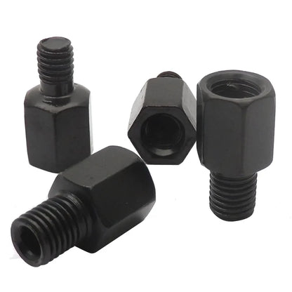 Pair Black Motorcycle Mirror Adapters M10 & M8 – 8mm/10mm Rearview Mirror Conversion Bolts, Left & Right Thread