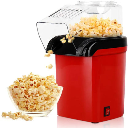 Healthy Hot Air Popcorn Maker: 1200W Mini Household Popcorn Machine - Oil-Free Corn Popper for Home Kitchen Baking