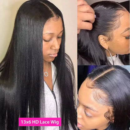 HD Lace Front Human Hair Wig – Straight 13x4 13x6 Transparent Lace Frontal, Pre-Plucked Glueless Wig for Women