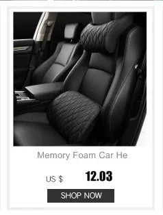 Car Neck & Lumbar Pillow – PU Leather Memory Foam Seat Headrest & Backrest Cushion